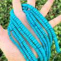 Natural Stabilized Blue Turquoise Gemstone Rondelle Beads, 15 Inch/1 Strand, Size Selections: 4x2mm, 5x3mm, 6x3mm, 8x5mm