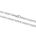 5pcs 304 Stainless Steel 3.8mm Diamond-Cut Figaro Chain Necklaces (18 Inch/20 Inch/22 Inch)