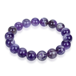 1 Strand Stretch Natural Purple Amethyst Beaded Gemstone Bracelet, 8mm Bead, Length Selections: 7 inch/7.5 inch/8 inch/8.5 inch