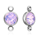 10pcs Grade A October Pink Opal Birthstone Links, Stainless Steel, Tarnish Resistant, 10mm, CCP36-10