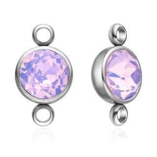 10pcs Grade A October Pink Opal Birthstone Links, Stainless Steel, Tarnish Resistant, 10mm, CCP36-10