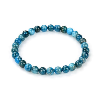 1 Strand Stretch Natural Blue Apatite Beaded Gemstone Bracelet, 6mm Beads, Length Selections: 7 inch/7.5 inch/8 inch