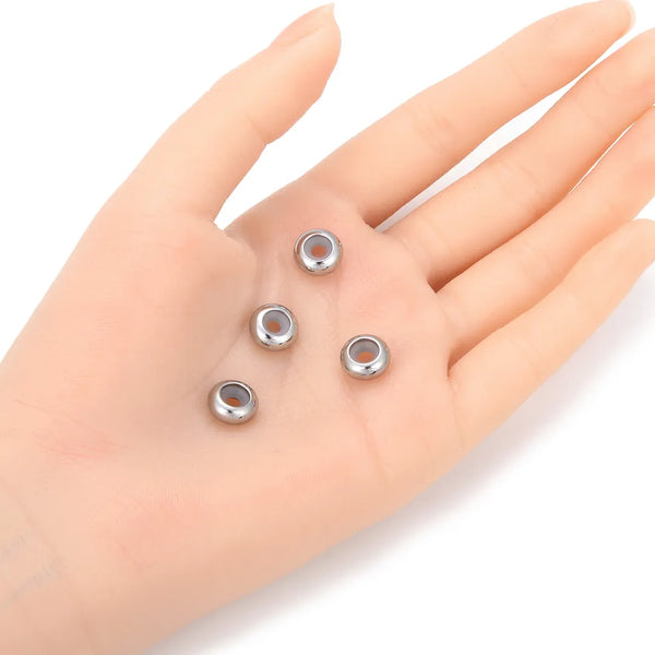 20pcs 304 Surgical Stainless Steel 10x5mm Bead Holder Rubber Stopper Spacer Fits Chain Cord (2.5mm/3mm)