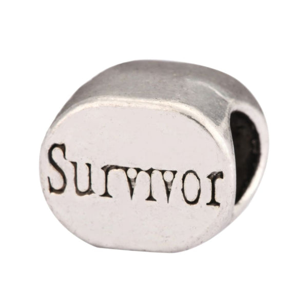 20pcs Survivor Large Hole Beads, Hole ID 4.5mm, Antique Silver, Zinc Alloy Metal, MEC-C11