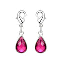 2pcs Clip On Dangle July Ruby Red Birthstone Charm Drops, Tarnish Resistant, Sterling Silver Plated Lobster Clasp, BL7-7