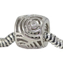 Solid 925 Sterling Silver April Birthstone Bead Charm Clear Cubic Zirconia CZ