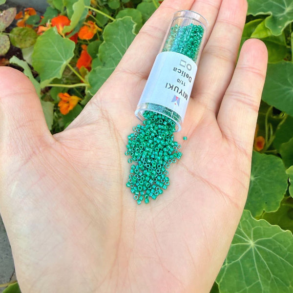 7.5g Miyuki Delica 11/0 Seed Beads, Opaque Jade Green DB656
