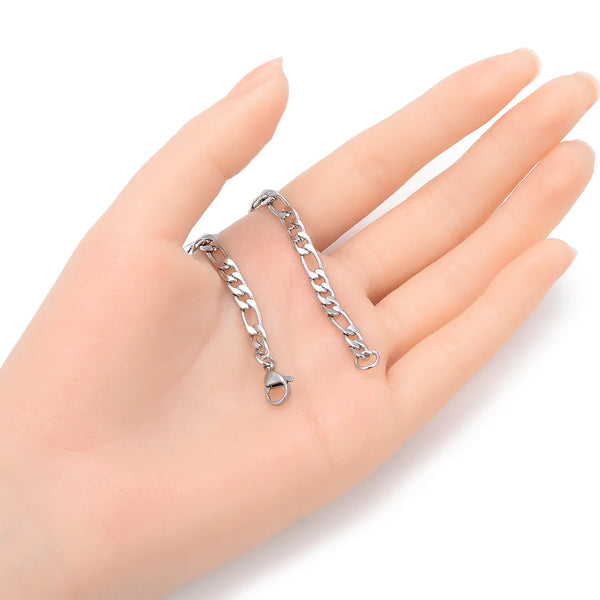 5pcs 304 Stainless Steel 4.7mm Diamond-Cut Figaro Chain Necklaces (18 Inch/20 Inch/22 Inch)