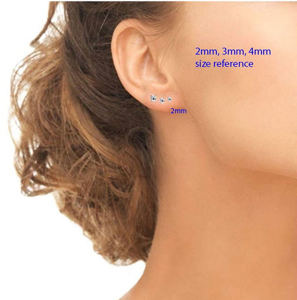 1 pair 18K Yellow Gold Plated Sterling Silver Stud Earrings, 4mm/0.25 Carat Round Cut Cubic Zirconia CZ Diamond, Small Tiny, SSE75-4