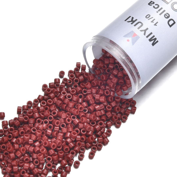 7.5g Miyuki Delica 11/0 Seed Beads, Duracoat Opaque Dyed Jujube DB2119