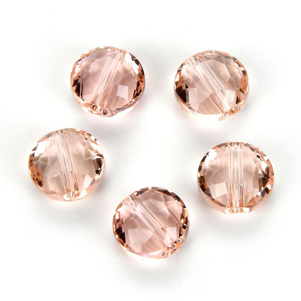 25pcs Adabele Austrian Faceted Flat Round Coin Crystal Beads #5052, Light Padparadscha Pink, 8mm, Hole ID 1mm, SSMR830