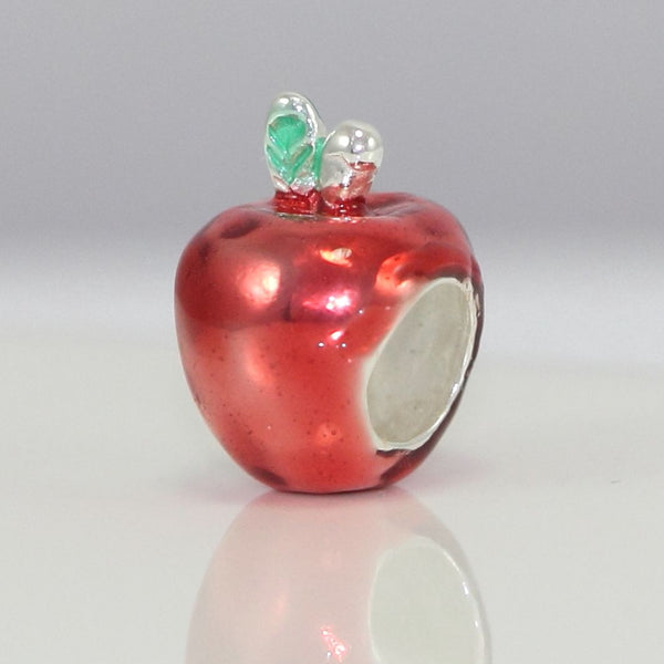 1pc Solid 925 Sterling Silver Apple of My Eye Bead Charm, Compatible with Pandora All Other Charm Bracelet, EC49