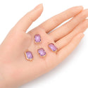10pcs Grade A June Alexandrite Purple Birthstone Rectangle Radiant Cut Links, 18K Yellow Gold Plated Brass, 14mm, CCP12-G6