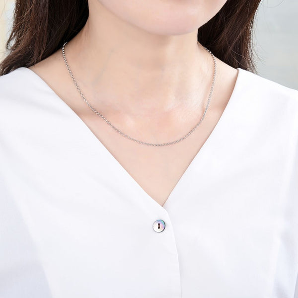 1pc 925 Sterling Silver Rolo Link Chain Necklace, Tarnish Resistant Rhodium Plated, 2mm, Length Selections: 16/18/20/26/28 inch