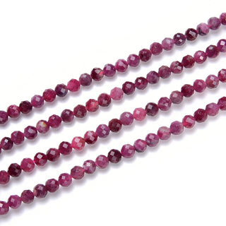 Natural Pink Tourmaline Gemstone Tiny Small Faceted Round Beads, 4mm, Hole ID 0.6mm, 15 Inch/1 Strand, GK4-1
