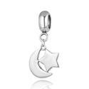 Real 925 Sterling Silver Moon Star Dangle Charm Pendant