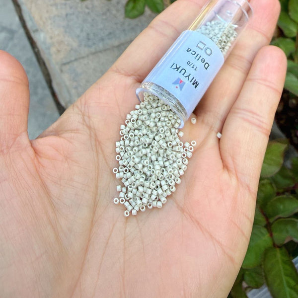 30g Miyuki Delica 11/0 Seed Beads, Opaque Glazed Luster Linen DB261-1