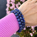 1 Strand Stretch Natural Blue Lapis Lazuli Beaded Gemstone Bracelet, 8mm Bead, Length Selections: 7 inch/7.5 inch/8 inch/8.5 inch