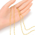 16.5 Feet Tarnish Resistant Diamond Cut Figaro Chain Link, 18K Yellow Gold Plated Brass, Size Selections: 2mm/2.5mm