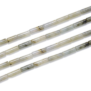 Natural Grey Labradorite Gemstone Cylinder Tube Beads, 13x4mm, Hole ID 1mm, 14.5 Inch/1 Strand, GH-H12