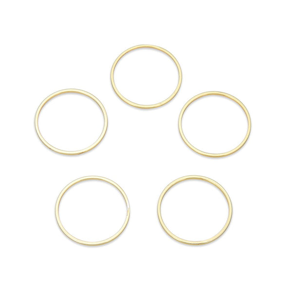 20pcs Tarnish Resistant Round Circle Beading Hoops, Open Back Bezel Frame, 18K Yellow Gold Plated Brass, Size Selections: 12mm/16mm/20mm
