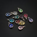10pcs Grade A April Crystal Clear Teardrop Birthstone Charm Drop, Sterling Silver Plated Brass, Size Selections: 11x7mm, 14x8mm, 16x9mm