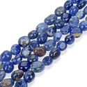 Natural Blue Sodalite Gemstone Oval Tumbled Pebble Beads, Irregular, 6mm to 8mm, Hole ID 1mm, 15 Inch/1 Strand, GZ11-22