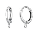 10pcs 925 Sterling Silver Round Hoop Huggies, Leverback Earring Hooks, Tarnish Resistant Rhodium Plated, Closed Ring, 12mm, SS88-3