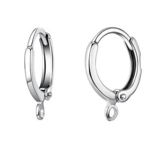 10pcs 925 Sterling Silver Round Hoop Huggies, Leverback Earring Hooks, Tarnish Resistant Rhodium Plated, Closed Ring, 12mm, SS88-3