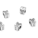 20pcs Owl Symbol of Wisdom Prosperity Large Hole Beads, Hole ID 4.5mm, Antique Silver, Zinc Alloy Metal, MEC-A4