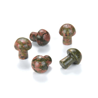 4pcs Natural Unakite Hand Carved Mushroom Gemstone, 20mm Loose Cut Stones, G3P-B4