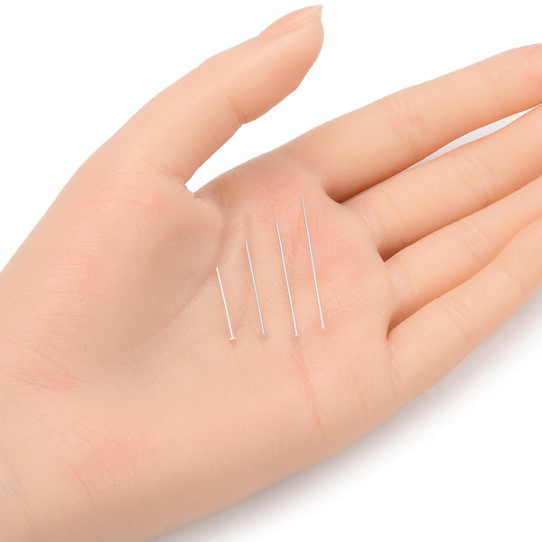 20pcs 925 Sterling Silver Flat Headpin Head Pins, 0.7mm/21 Gauge, Length Selections: 18mm/25mm/30mm/35mm