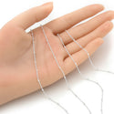 5 Feet 925 Sterling Silver Unfinished Bead Station Cable Chain Links, 1.9mm Beads, Thin Small, SSK-J1