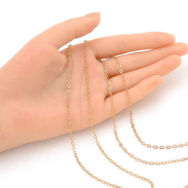 33 Feet Diamond Cut Flat Cable Chain Link, Raw Brass Uncoated/Unplated, 2.5mm, CK10-F4