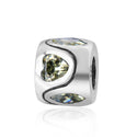 Real 925 Sterling Silver Heart Bead, August Birthstone Charm Cubic Zirconia CZ Green Peridot...
