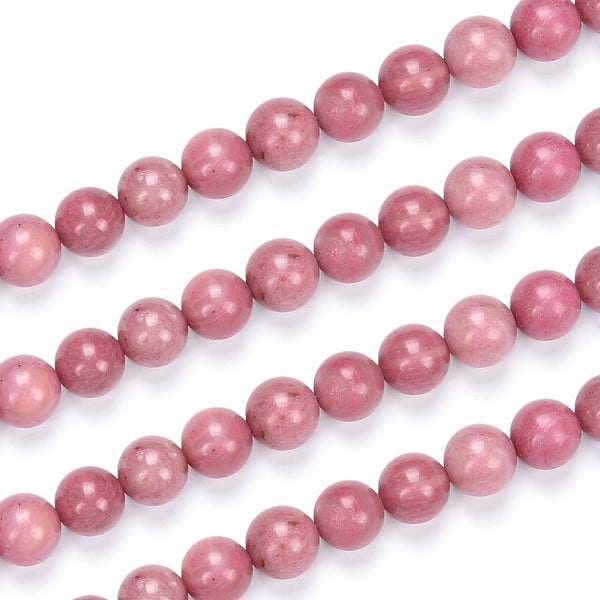 Natural Grade A Pink Rhodonite Gemstone Round Beads, 1 Strand/15 Inch, Size Selections: 6mm/8mm/10mm
