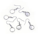 50pcs 316 Surgical Stainless Steel Fish Hook Earring Wires with 8mm Bezel Tray Settings (8mm/10mm/12mm)