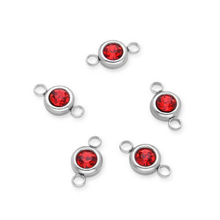 10pcs Grade A January Red Birthstone Links, Stainless Steel, Tarnish Resistant, 6mm, CCP34-1