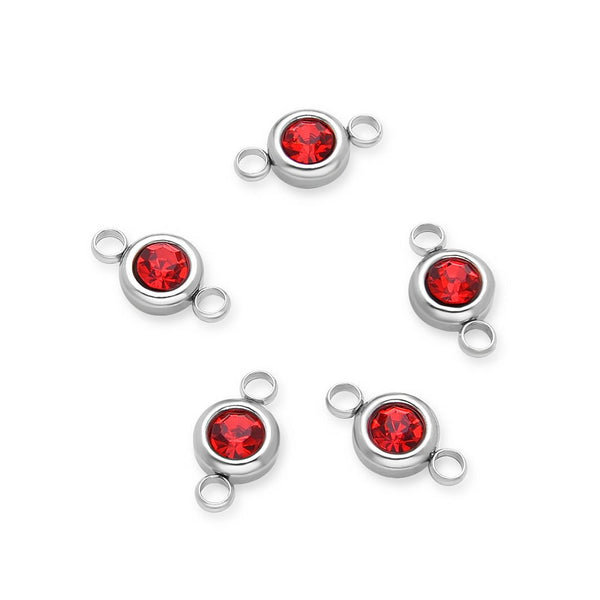 10pcs Grade A January Red Birthstone Links, Stainless Steel, Tarnish Resistant, 6mm, CCP34-1