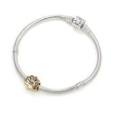 1pc Solid 925 Gold Plated Sterling Silver Peacock Cubic Zirconia Gemstone Charm Bead, Compatible with Pandora All Other Charm Bracelets, EC2-P2