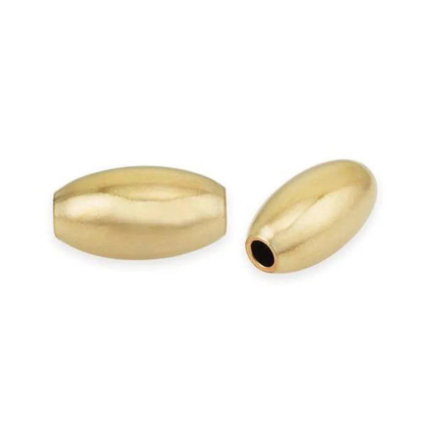 10pcs 925 Sterling Silver Oval Rice Beads, Real 18K Yellow Gold Plated, 8x6mm, Hole ID 2.2mm, SS111-8