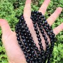 140pcs Creative Club Faceted Round Crystal Glass Beads, Jet Black, 8mm, Hole ID 1mm, CC2R823