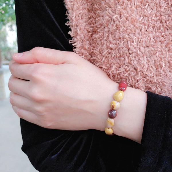 1 Strand Stretch Natural Mookaite Jasper Free Form Gemstone Bracelet, 7-10mm Beads, Length Selections: 7 inch/7.5 inch
