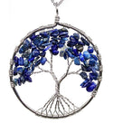 1pc Tree of Life Prosperity Necklace, Natural Blue Lapis Lazuli Gemstone Pendant, 26 inch Surgical Stainless Steel Chain, GGP9-4