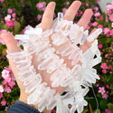 1 Strand Natural Raw Clear Crystal White Quartz Gemstone Bead Sticks, Medium Size Drilled Stone Points, 15 Inch, GA-D1