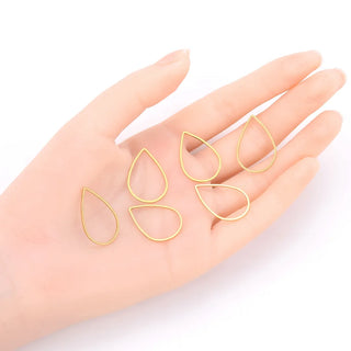 50pcs Raw Brass Teardrop Beading Hoops, Open Back Bezel Frame, Unplated/Uncoated, 0.8mm/20 Gauge, Size Selections: 16mm/22mm/25mm