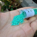 7.5g Miyuki Delica 11/0 Seed Beads, Translucent Luminous Dyed Green DB2053