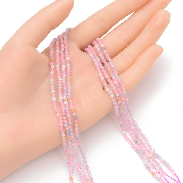 Natural Morganitge Beryl Gemstone Tiny Small Faceted Round Beads, 3mm, Hole ID 0.6mm, 15 Inch/1 Strand, GK3-10