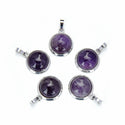 2pcs Natural Purple Amethyst Round Gemstone Pendant Drops, 20mm, G2P-K2