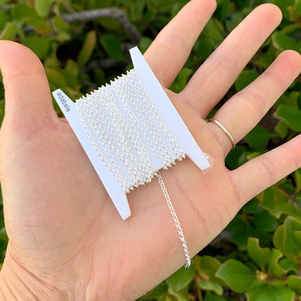 5 Feet 925 Sterling Silver Unfinished Rolo Belcher Chain Links, 2mm, SSK-A3